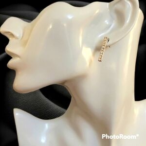 3/$20 Silvertone Rhinestone Bar Post Earrings